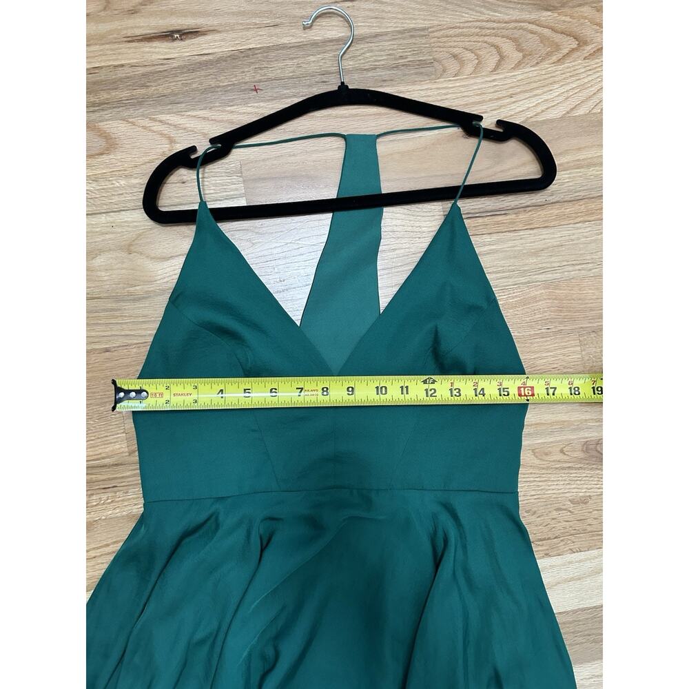 Kimchi Blue Green Emerald Midi Dress Gown Asymmetrical Hem Cocktail Satin Size 8 - Picture 9 of 12